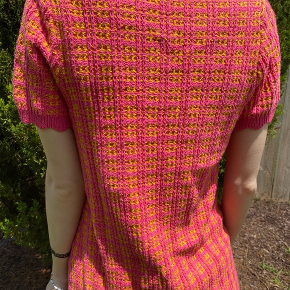 Free Assembly Pink & Orange Tweed Mini Sweater Dress Short Sleeves Size XS - Picture 8 of 9
